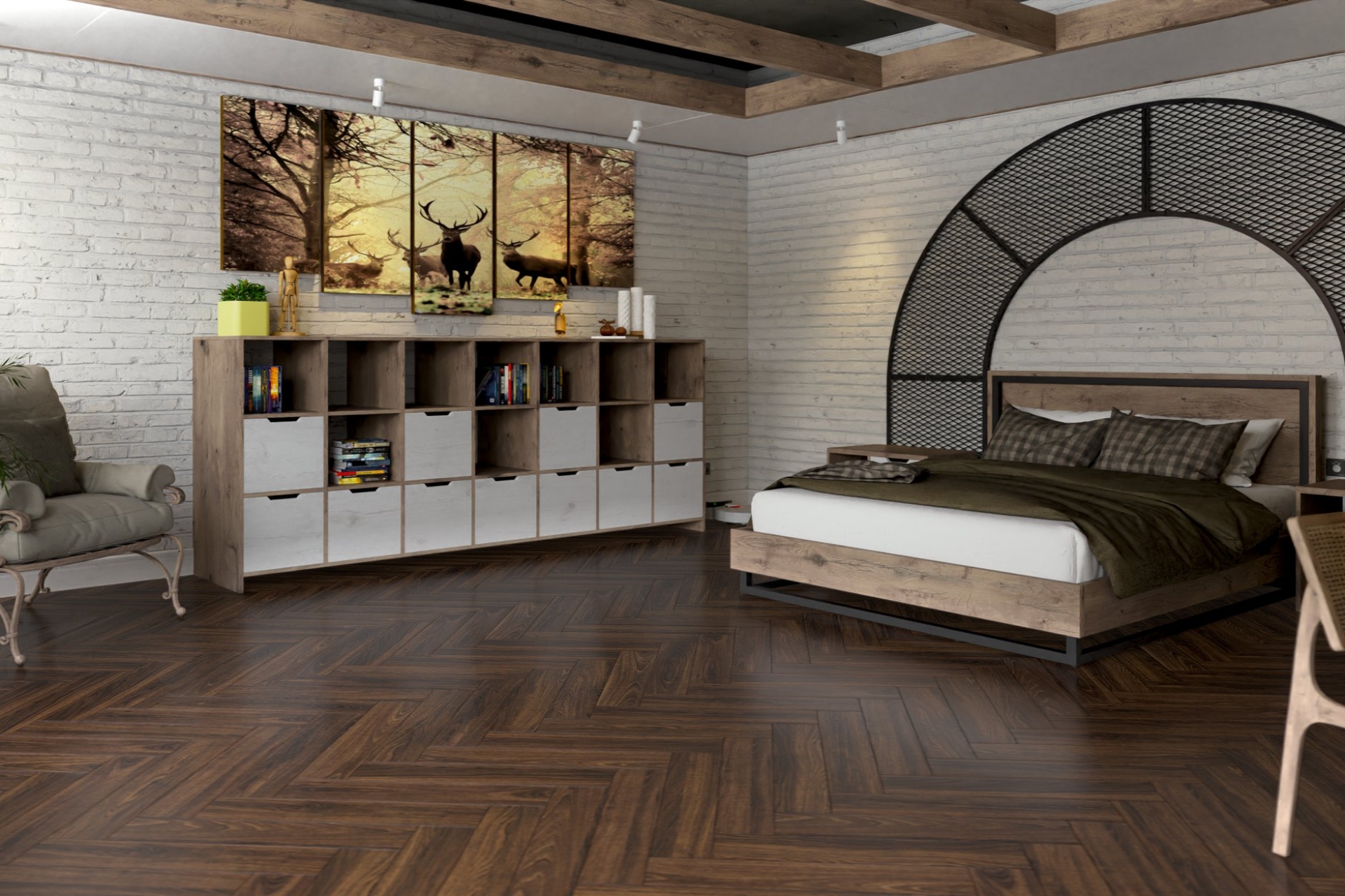 Инженерный паркет «Damy Floor» Каштановый (укладка елочкой) — купить в Уфе