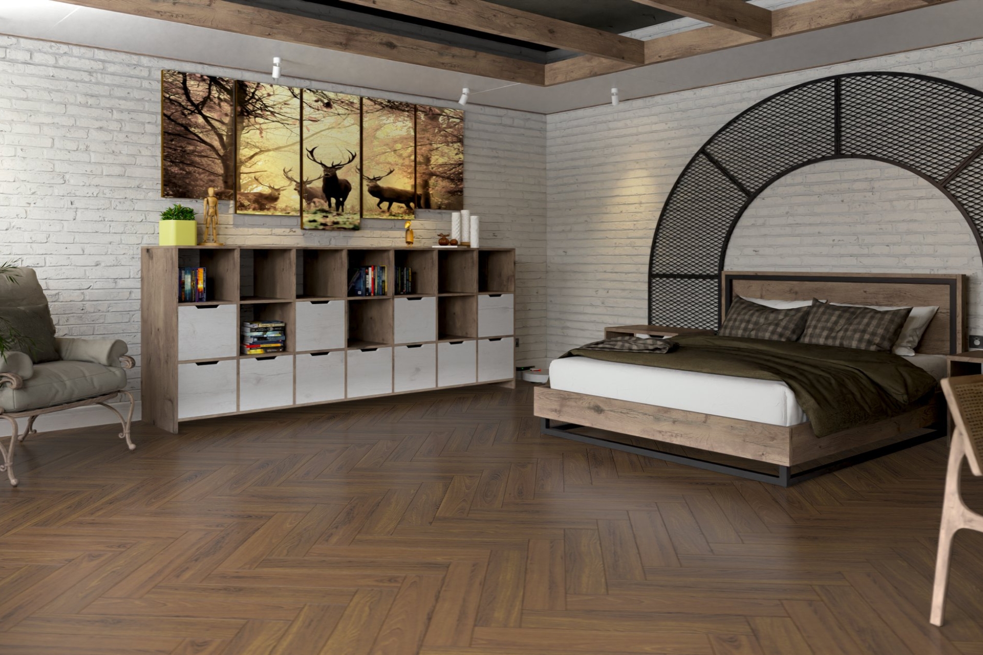 Инженерный паркет «Damy Floor» Ореховый (укладка елочкой) — купить в Уфе