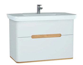 Шкаф Sento 100 с раковиной (2 ящика, LED подсветка) матовый белый 60826